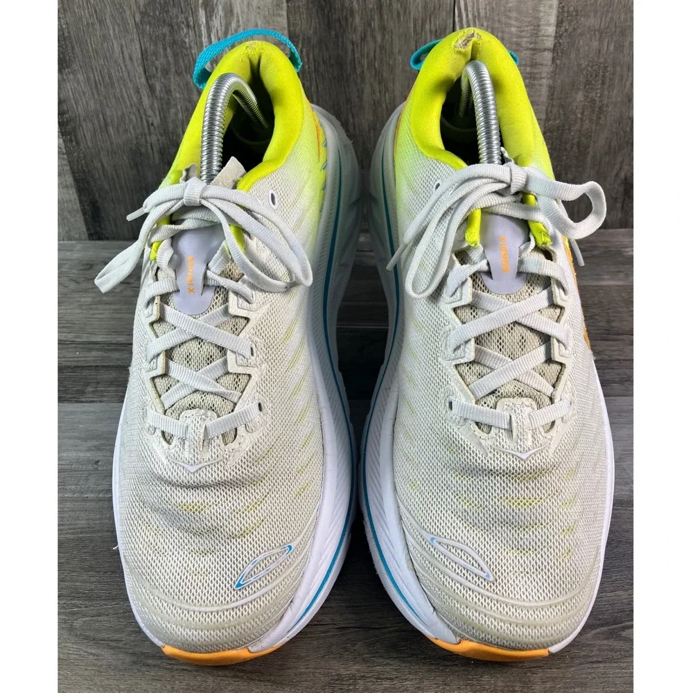 Hoka Bondi X Mens 9 White Evening Primrose Carbon Plate Running Shoes 1113512